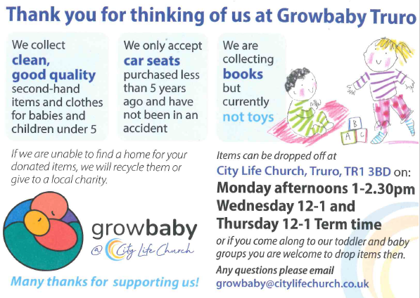 growbaby back of postcard